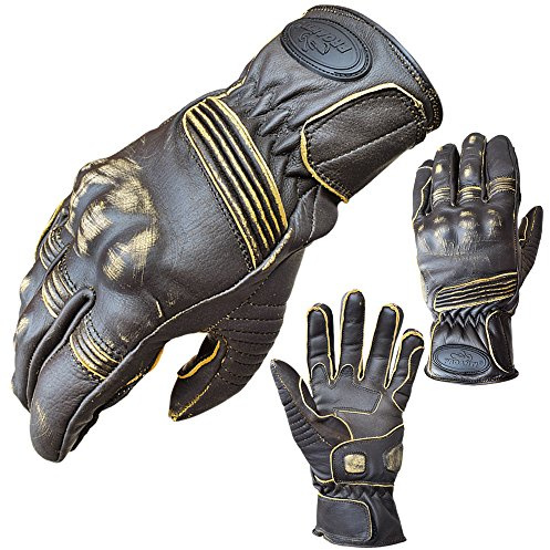 PROANTI Motorradhandschuhe Tour Leder Motorrad Chopper Vintage Leder Handschuhe - Gr. XXL