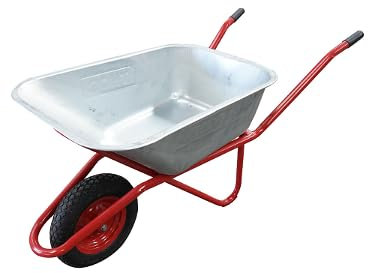 Carriola 80 Litri, Cerchione in Metallo 350/8, ruota pneumatica, vasca in acciao zincato 880x600x270mm, Max. 150kg., Thor
