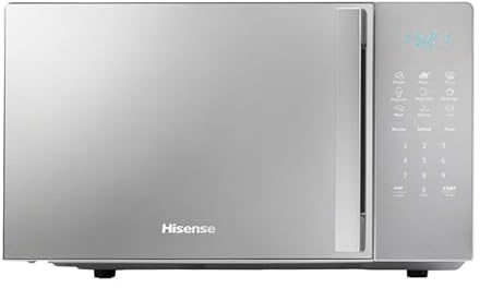 Hisense H20MOMSS4H - Microondas, 20L, Plato Giratorio, 5 Niveles de Potencia, Modo Eco, Temporizador de Cocción, Iluminación Interior, Espejado