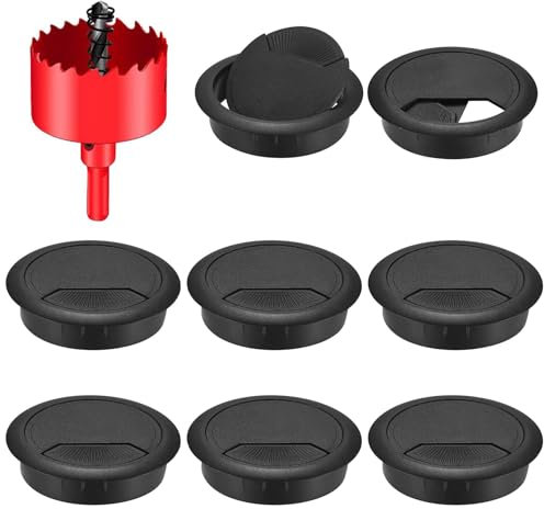 SinChic Cable Grommet Desk,8 PCS 60mm Plastic Cable Cover Flexible Desk Cable Hole Covers Wire Organizer Round Wire Organizer with Hole Saw for Home and Office Table