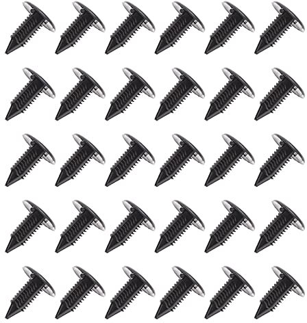 EMSea 30 Piezas Clips de Plástico para Adornos de Abeto Color Negro Agujero de 6 mm Parachoques de Coche Remaches de Guardabarros Pasadores de Empuje Clips de Sujeción Clip de Retención para Coches