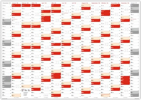 XL Wandkalender DIN A1 2026 (rot2) große Tageskästchen (Kalender werden gerollt versendet)