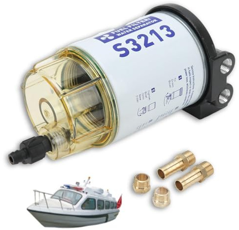 HERCHR Séparateur d'eau Marine, Filtre à Carburant pour Bateau Séparateur d'eau et de Carburant Marin du Séparateur d'eau du Filtre à Carburant du Yacht S3213 pour L'élimination des Impuretés