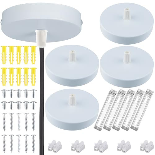 Svitzoot Set di 5 Rosone per lampadario da soffitto, 100 X 18mm Rosone da soffitto che nasconde il filo, lampada a baldacchino, per soggiorno, corridoio, lampadario da cucina [Classe energetica G]