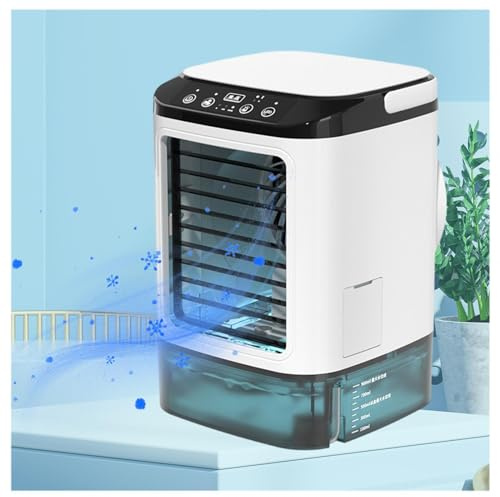 Portable Air Con, 900ml Water Tank,with Ice Box,3 Wind Speeds Air Condtions Cooling Mist,7 LED Lights,with Handle Small Air Coolers for Home Suitable for Home and Office