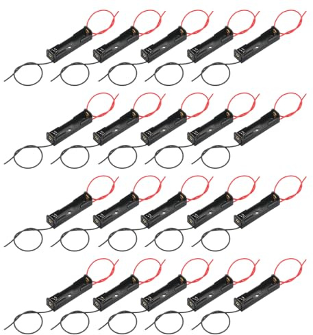 QUARKZMAN 20 Stücke Batteriehalter 1 Schlitze Akkufach Aufbewahrungsbox | Mit 140mm Cable, Für AAA Batterie