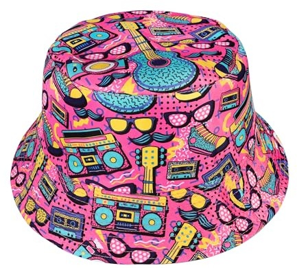 JJDreams 80er Bucket Hut Unisex Fischerhut Retrol Hut Modischer Sommerhut, Faltbar, Outdoor-Anglerhut