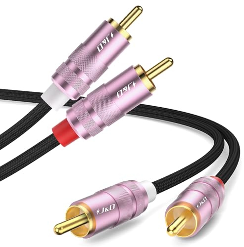 J&D Cavo RCA 2 M/M, Cavo Audio RCA Intrecciato in Nylon, Cavo Stereo 2 RCA Maschio a Maschio, Connettore RCA Placcato in Oro per Altoparlante, TV, Amplificatore, Mixer Audio, 0.91 m