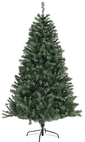 HOMCOM Sapin de Noël Artificiel 180 cm Arbre de Noël avec Support en Acier, 1 000 Branches ignifuges décoration de Noël Effet réaliste, Vert