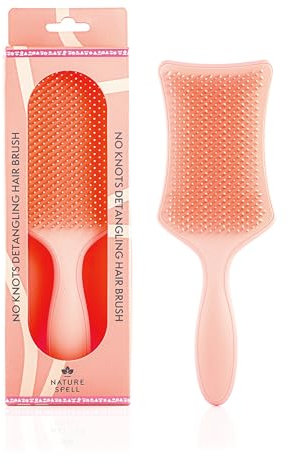 Nature Spell Detangling Hair Brush, Soft Silicone, Eliminates Knots & Reduces Breakage, Suitable for Wet & Dry Hair, Waterproof & Easy to Clean, Matte Pink