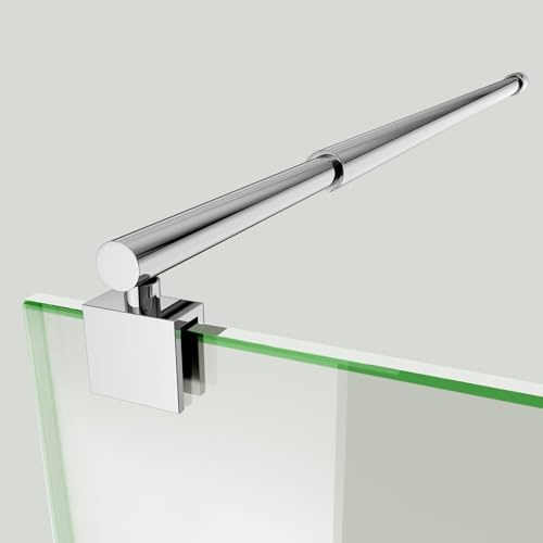S'AFIELINA Barre de support en acier inoxydable pour paroi de douche, chromée, réglable 700-1200 mm, adaptée aux douches à l'italienne, pour verre de 8 à 10 mm d'épaisseur (3 pièce)