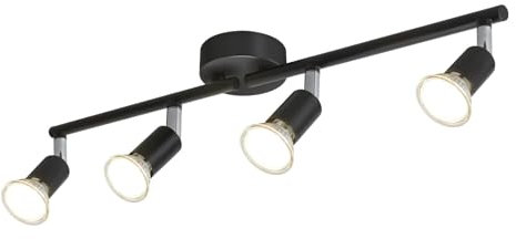 Glitzerlife Deckenstrahler 4 Flammig Deckenleuchte Schwarz - Deckenlampe GU10 Modern Küchenlampe Reto Deckenspot Drehbar 330° für Flur Küche Schlafzimmer Wohnzimmer Ohne Leuchtmittel