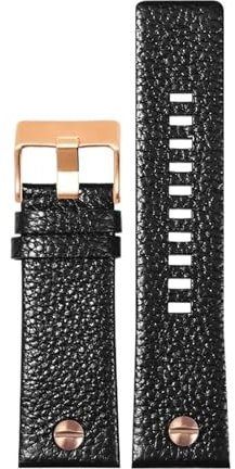 MHYATIO Compatibile con Diesel DZ7257 DZ4323 DZ7348 DZ7313 DZ7312 DZ7350 Cinturino for orologio in vera pelle da uomo con quadrante grande rivettato cinturino in pelle di vacchetta(Black rose gold,24m