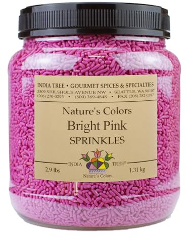 India Tree Nature's Colors Bright Pink Sprinkles - 2.9 lb Bulk | Natural, Vegan, Non-GMO, Allergen-Free, Red 3 Free