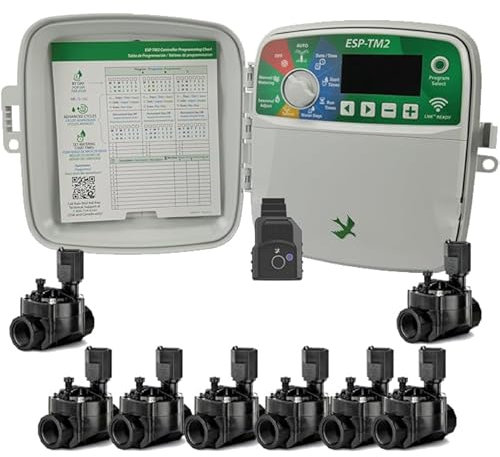Suinga Programmatore di irrigazione a zone | Irrigazione automatica per giardino | Timer di irrigazione elettrica | Uso con elettrovalvole da 24 V 1 (esterno Wifi + elettrovalvole, 8, zone di