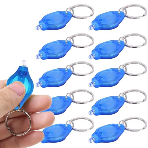 LEPEVNEY Keyring Torch Mini UV LED Keychain Flashlight Money Detector Compact & Portable Key Ring Light, 10 PCS Blue