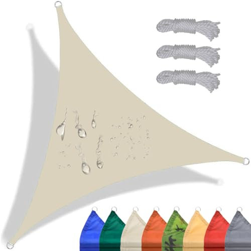 CANYUE Vela Ombreggiante Impermeabile 1x1x1m Tenda A Vela Triangolare Bianco,Tenda Da Sole Per Esterno Protezione Raggi UV Per Giardino Esterno Terrazza
