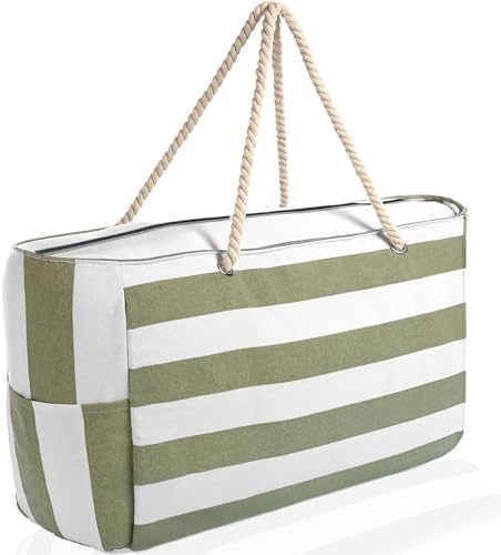 BigDean Strandtasche XXL große Badetasche mit Reißverschluss Schwimmbad Tasche Saunatasche Einkaufstasche Umhängetasche