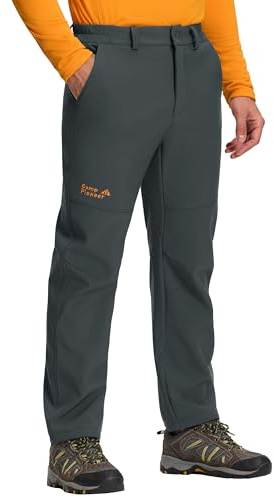 Pioneer Camp Pantaloni softshell da uomo – Caldi pantaloni foderati in pile, impermeabili e antivento – Pantaloni da trekking invernali, grigio, XXL