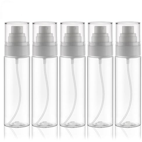 Decorniqu Spray Bottles 3.5oz/105ml 5 Pack Leak Proof Fine Mist Spray Bottle Empty Refillable Plastic Hair Spray Bottle for Skincare Toners Water Perfume (Clear)