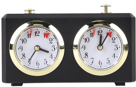 Mechanische Schachuhr Vintage Analog, Aufziehmechanismus mit großen Zifferblättern, Professioneller Wettkampf Timer für Weiqi-Wettbewerbe, Turniere, Schachvereine, Brettspiel-Enthusiasten (Schwarz)