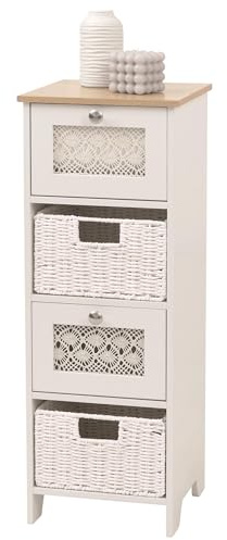Mendler Kommode HWC-O75 82x30x30cm Holz - Natur-weiß