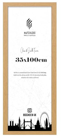 MatchLexx® Modern Oak Finish HD Clear Perspex | Poster Picture Frame (35 x 100 CM) - 39 x 13 Inch | 350 x 1000 mm Frames Puzzle Frames Portrait/Landscape Display Rectangle 100 X 35cm