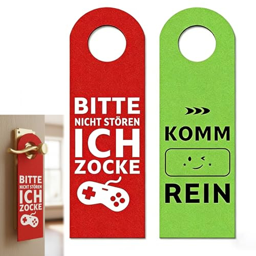 3 Stück Türanhänger aus Filz, Bitte Nicht Stören, Ich Zocke Oder Komm Rein, Beidseitig Bedruckt Türanhänger, Gamer Zimmer Deko, Zocker Geschenk, Coole Sachen für Jungs