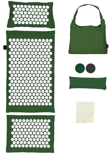 LifeGoods Tapis d'acupression ECO avec coussin - Tapis de presse sans fil - Tapis d'acupression - Tapis d'acupression - Tapis d'acupression - Tapis de massage - Dos - Tapis à picots - Tapis Fakir