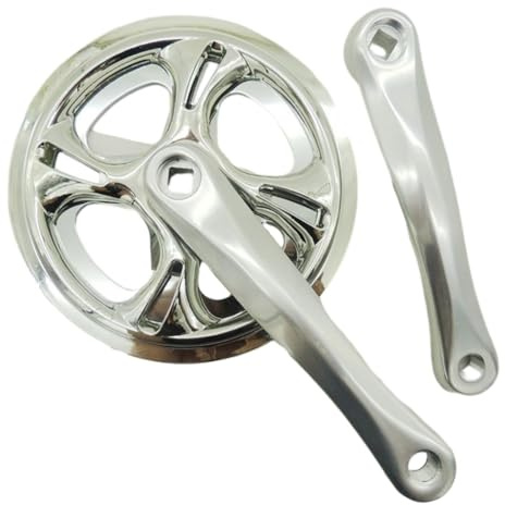 Violiica Fahrrad-Kurbelgarnitur für Fixie Road und MTB, 42T, 175 mm, silberfarbenes Kettenblatt, quadratisches Loch, Tretlager