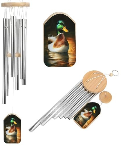 Mallard Windspiel mit wilden Enten in tiefem Ton mit 6 Aluminiumrohren, für den Außenbereich, Hinterhof, Garten, Dekoration