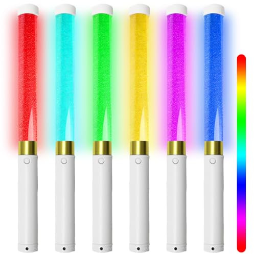 GOMETY 6 Stück LED Leuchtstabe, 15 Farben Leuchtstäbe Partyzubehör, Leuchtwedel Party Set, Knicklichter Party Set, Glow Sticks für Weihnachten Party Konzert Hochzeit(Weiss)