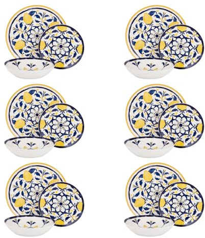Servizio 18 piatti porcellana limoni Amaltea