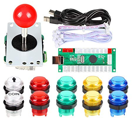 EG STARTS Arcade Buttons 1 Player DIY Kit Joystick 5V LED Arcade Button for Arcade Stick PC Games Mame Raspberry pi