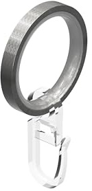 Interdeco Gardinenringe mit Gleiteinlage und Faltenhaken, Ringe in Edelstahl Optik für Gardinenstangen 20 mm Ø (20 Stück)
