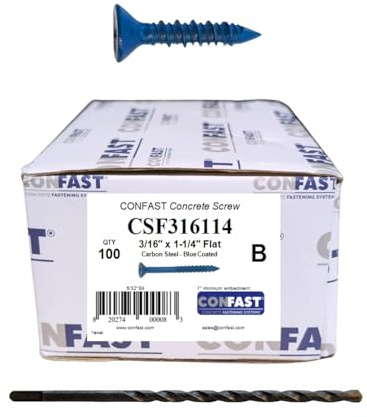 CONFAST 3/16 x 1-1/4 Blue Flat Phillips Concrete Diamond Point Screw Anchor