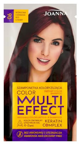 Joanna Tönungsshampoo “Multi Effect” - Haarfärbe-Shampoo im Beutel - Haltbarkeit 4 bis 8 Wäschen - Haartönung ohne Ammoniak und Oxidationsmittel - Kirschenrot