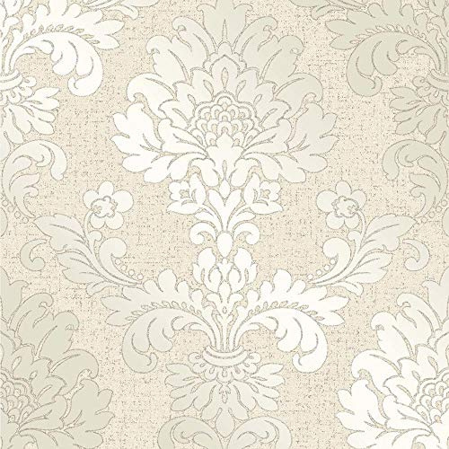 Cream Gold Glitter Damask Wallpaper Vinyl Textured Retro Quartz from YöL