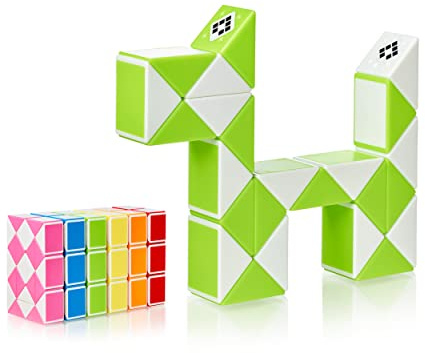 CUBIDI® Original Magic Snake - 24 Blöcke Grün⎥Knobelspiele für Kinder und Erwachsene | Ideal als Mitgebsel Kindergeburtstag, Kindergeburtstag Gastgeschenke oder kleine Geschenke für Kinder