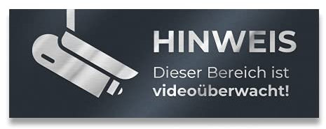 Metzler Edelstahl Hinweisschild Videoüberwachung in Anthrazit - Pulverbeschichtet RAL7016 matt - Türschild Hinweis Dieser Bereich ist Videoüberwacht - Selbstklebend - Größe: 8,5 x 3 cm