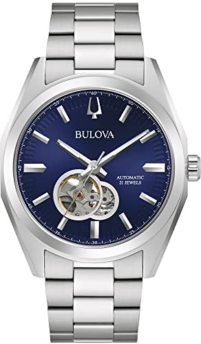 Bulova Herren Analog Mechanisch Uhr mit Edelstahl Armband 96A275, Silber