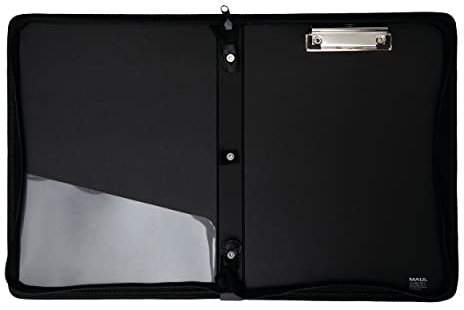 MAUL Konferenzmappe A4 MAULflexx | Klemmbrettmappe im A4 Format für Dokumente | strapazierfähige Konferenzmappe | einschiebbare Aufhängöse | Mappe mit Bügelklemme für Papier | Schwarz