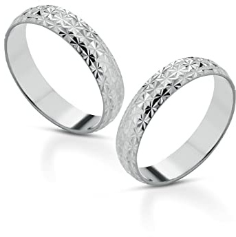 Donipreziosi Coppia Fedine Personalizzabili in Argento 925 con Incisione Nome e Data - 2 Anelli Fidanzamento Lui e Lei - Regalo San Valentino, Anniversario - Fedina Personalizzata Uomo Donna