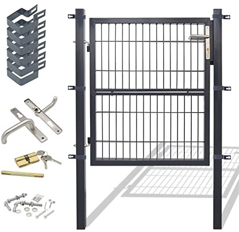 Sonnewelt Cancello da giardino, antracite, 120 x 100 cm, con serratura, per giardino, cancello da giardino