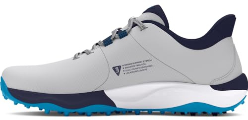 Under Armour Drive Pro Chaussures de golf larges sans crampons pour homme, (101) Mod Gray/Capri/Midnight Navy, 8.5 Wide