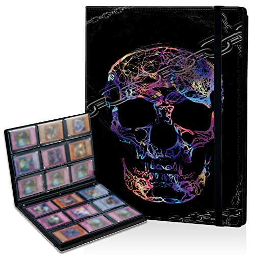 Classeur à 9 poches, imperméable avec poches double face, classeur à 360 cartes pour cartes de jeu/la plupart des cartes de taille standard/cartes de sport, crâne manille