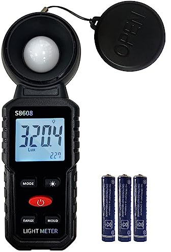 Luxmeter - Misuratore di luce digitale, 200.000 Lux Meter (18.500 FC), strumento di misurazione dell'intensità di illuminazione per interni ed esterni, per coltivare piante, fotografia
