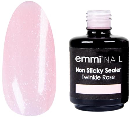 Emmi-Nail Non Sticky Sealer Twinkle Rose 14ml Versiegelungsgel | Mittelviskos, Metal-Glitter-Effekt, Ohne Schwitzschicht & HEMA-frei, UV/LED-Top Coat mit Hochglanz, Vegan