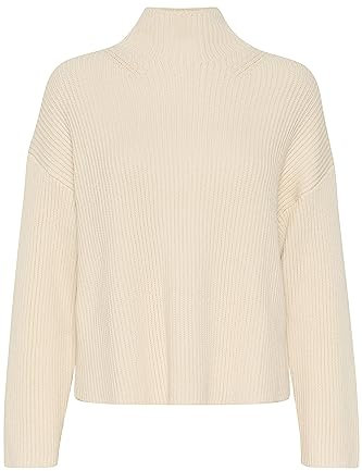 Part Two Women's Pullover Oversized Fit Long Sleeves Rib Knit Funnel Neck, Whitecap Gray, XL