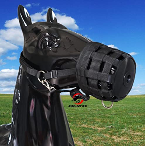 Fockety Anti Bite Nose, Pferdebissmaulkorb mit Gummibasis für Ranch (Schwarz30)